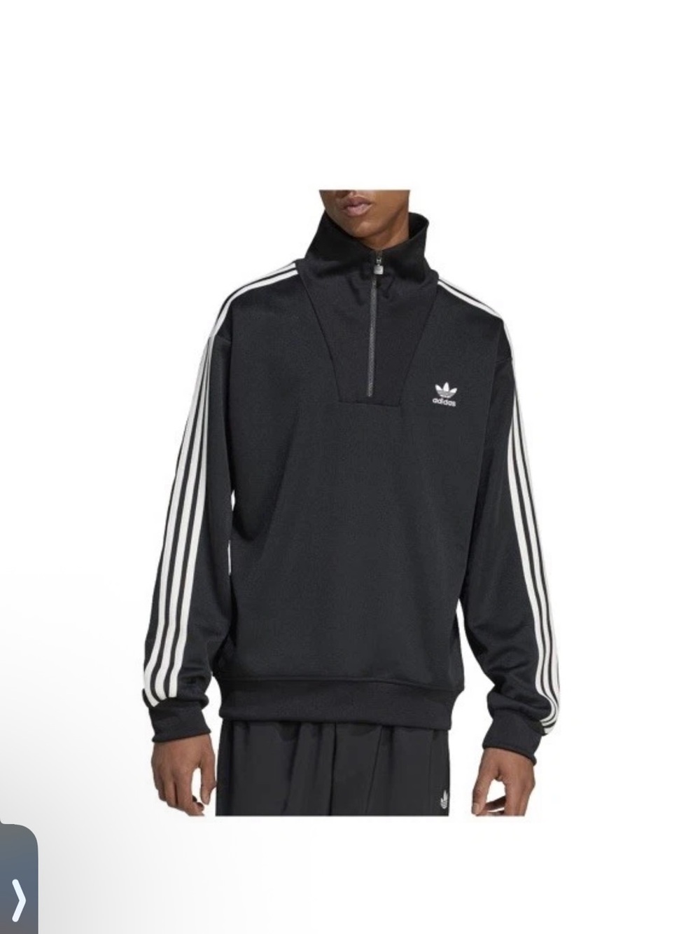 NWT Men’s adidas Black Half-Zip Track Jacket Trefoil Sz M $80